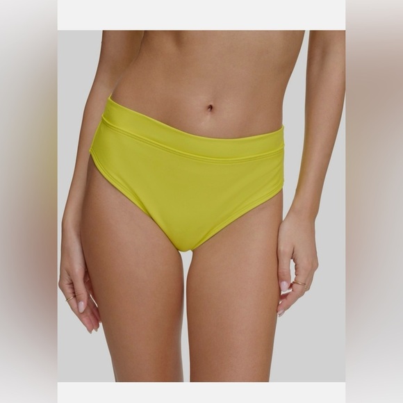 NWT DKNY Women's High Waist Bikini Bottoms yellow size Large - Picture 1 of 2